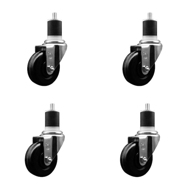 3.5'' Phenolic Wheel Swivel 1-7/8'' Expanding Stem Caster Set, 4PK